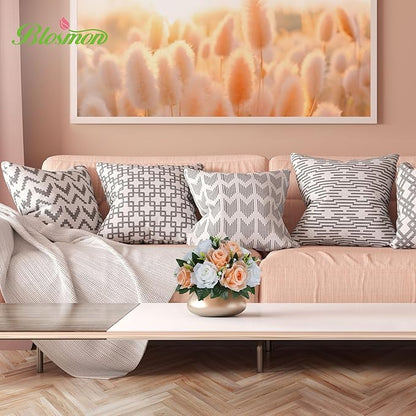 BLOSMON Flower Balls for Wedding Centerpieces: 10pcs Peach Fuzz 9.5 Inch Fake Rose Kissing Ball Decor Artificial Floral Arrangements Silk Bouquet with Base Home Party Room Table DIY Decorations