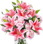 Hotop 20 Pcs Artificial Flowers Velvet Realistic Roses and Latex Lilies Flowers Bouquet Decorations Arrangements for Home Table Centerpieces Independence Day(Pink)