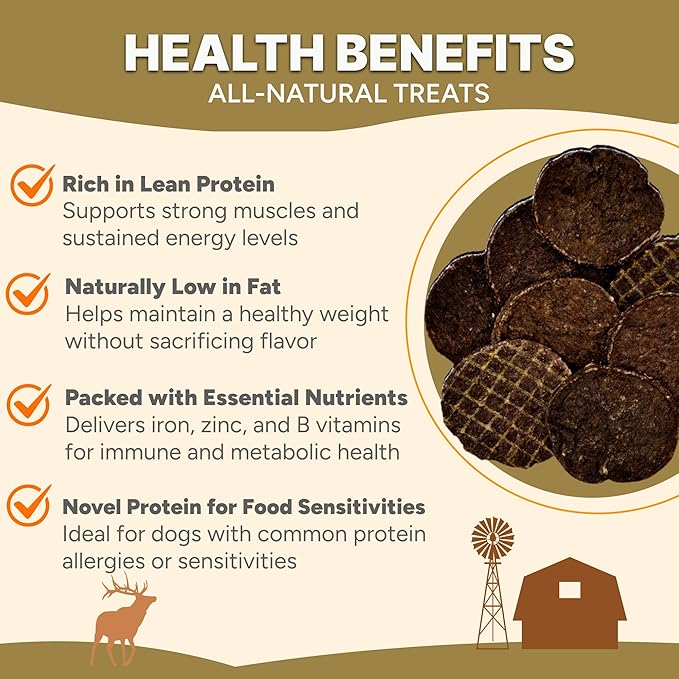 Gaines Family Farmstead Elk Chips for Dogs – 4 oz, Natural Single-Ingredient Dog Treats, High-Protein Rawhide-Free Chews, Healthy Grain-Free Snacks, Made in USA-Mewly Pet