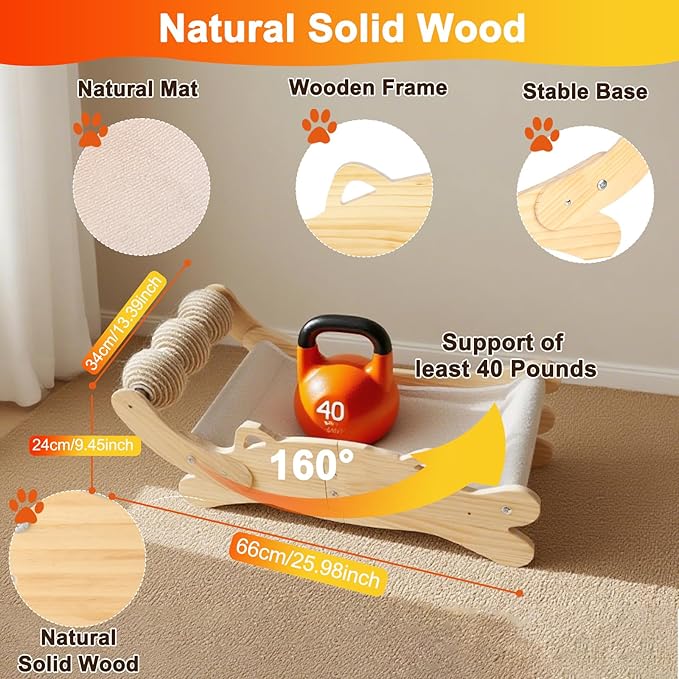 Cat Scratcher Bed for Indoor Cats | 3-in-1 Scratching Post & Hammock Lounge with Wooden Perch, No-Tip Stable Base for Small/Medium/Large Cats ，Durable Scratch Pad & Cat Furniture (Easy Assembly)-Mewly Pet