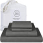 Threadmill California-King Sheets - 800 Thread Count, Jacquard Celine Dark Grey, 100% Pure Cotton 4 Piece Striped Bed Set, Extra Long Staple Cotton, Luxury Damask Sheets with Elasticized Deep Pocket