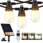 Brightech 104 (52x2) FT Ambience Pro Solar Powered Outdoor LED String Lights - Waterproof Remote Control Lights - 32 Bulbs, 7W Solar Powered Soft White Light for Camping, Patio, Garden