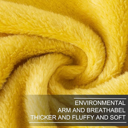 Fleece Blankets for All Season - Premium Lightweight Anti-Static Throw for King Size Bed Extra Soft Brush Fabric Warm Sofa Thermal Blanket 90" x 108"(Yellow)