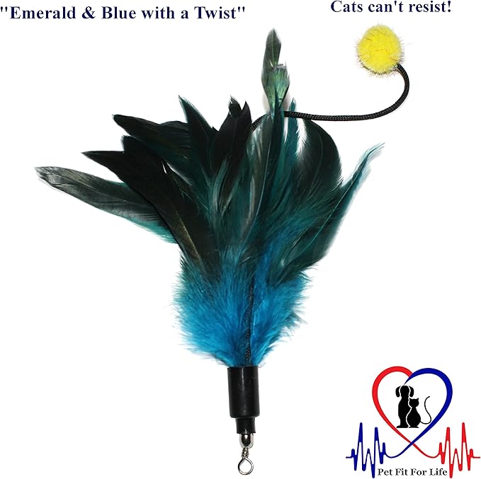 Pet Fit For Life 4 Piece Dual Rod Feather Teaser and Exerciser for Kitten and Cats - Cat Toy Interactive Cat Wand-Mewly Pet