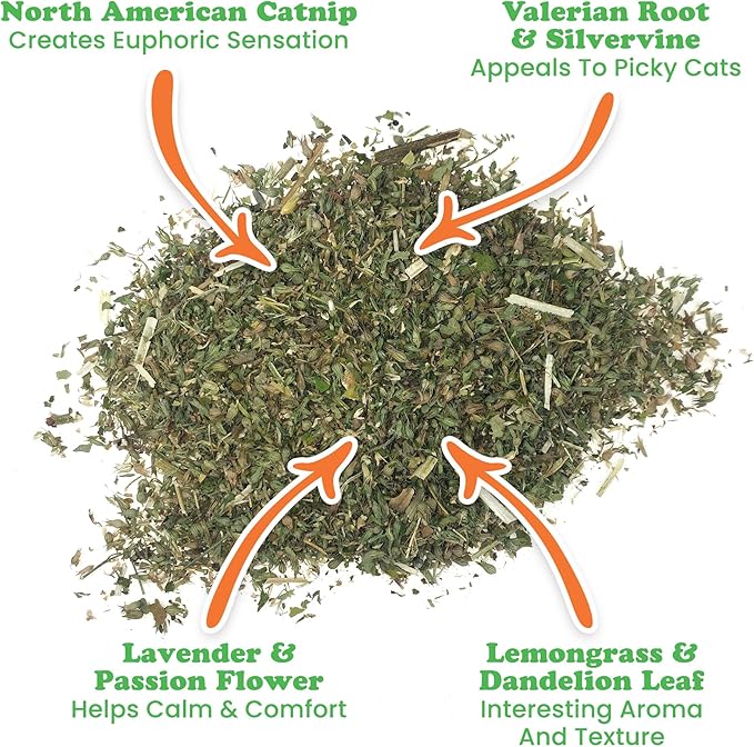 Meowijuana Catnibas Catnip Pawty Mix with Lemongrass Jar | Value Bulk Jar | Premium High Potency Catnip | Premium Hand Harvested North American Catnip | 60g-Mewly Pet