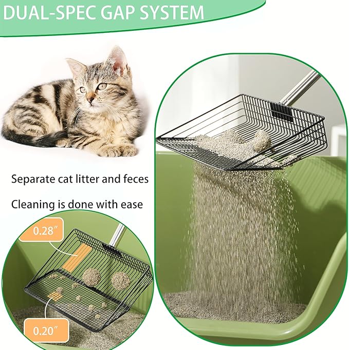 Chicken Poop Scooper - 54-Inch Long Handle Chicken Coop Cleaner, 10-Inch Wide Metal Waste Scooper for Poultry, Rabbit Hutch & Pet Cages-Mewly Pet