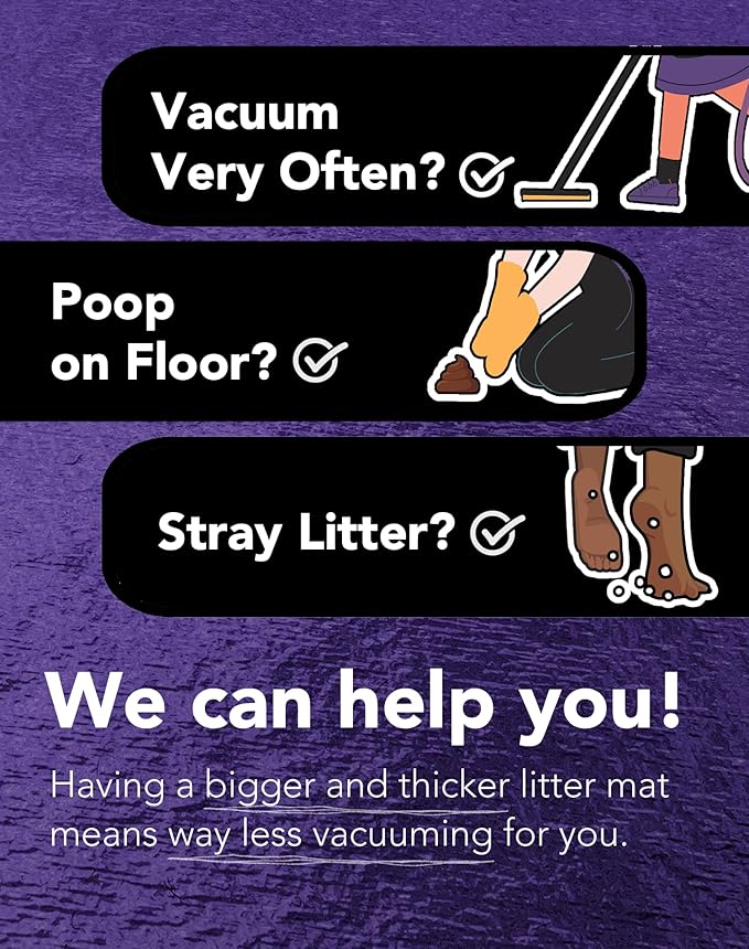 Lukamoo® Cute Cat Litter Mat (30’’x20’’), Large/L, for Kitty Litter & Cute Cat Litter Box, Litter Trapping Mat (Pointed, Cornered)-Mewly Pet