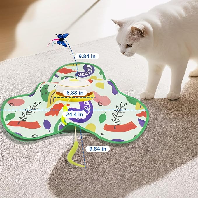 Interactive Cat Toy, Automatic Kitten Toys for Indoor Cats, Hide and Seek Cat Toy Kitten Wand Toy Cat Exercise Toys with Motion Activated, Moving Feather, Chirping-Mewly Pet