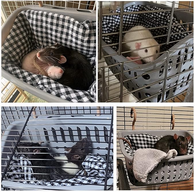 JWShang Rat Hammock for Cage, Chew Proof Hanging Basket Bed with Sturdy Hooks, Pet Cage Accessories, Safe Cozy Small Animal Rodent Hammock for Sugar Glider Mice Snuggling Sleeping-Mewly Pet