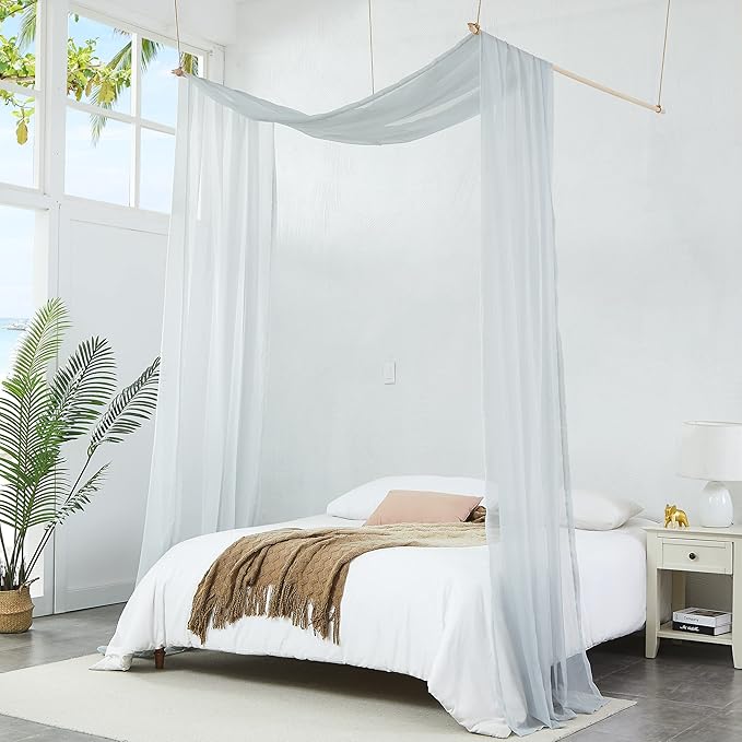 Warm Home Designs Extra Long Grey Silver Sheer Window Scarf. Valance Scarves are 54 X 216 Inches. Great As Wedding Arch Draping Fabric, Bed Canopy Or for Decorative Project. AM Silver 216"