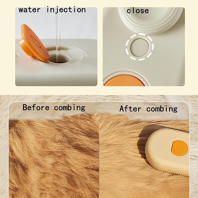 Pet Grooming Brushm,Cat Brush,3 In1 Spray Cat BrushSelf-Cleaning Wet Dog Comb with USB Rechargeable & Water Tank,Suitable for Dogs,Cats to Reduces Flying Hair (Brown)-Mewly Pet