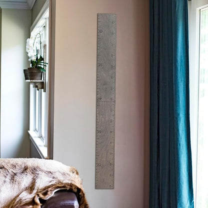 Headwaters Studio Growth Chart for Wall - Height Chart for Kids, Growth Chart for Kids, Measuring Board for Kids Height, Wooden Growth Chart for Wall, Height Measurement for Wall - Gray (63"x6.7")