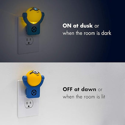 Minions Projectables Plug-in Night Light, Despicable Me, for Kids, Collector’s Edition, Light Sensing, Project Image on Ceiling, Wall, or Floor, 42029 , Yellow