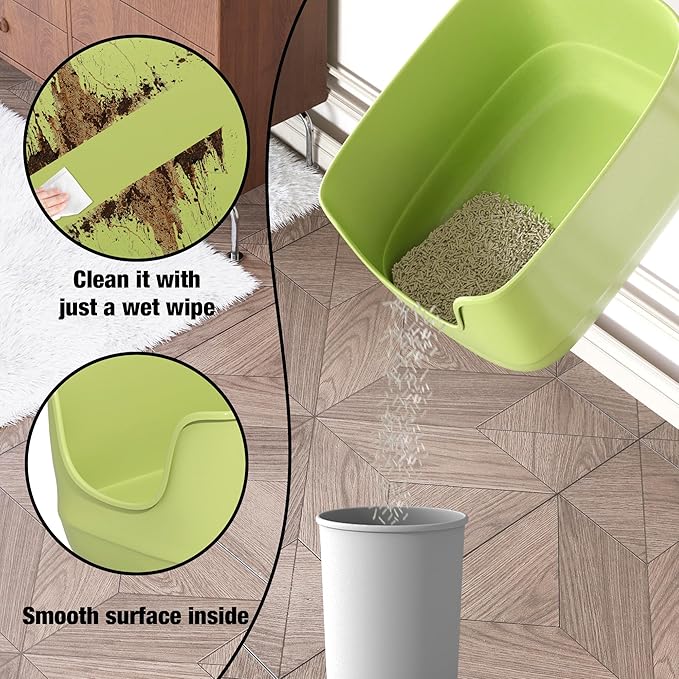 Gefryco Jumbo Cat Litter Box with High Sides, Extra Large for Muti Cats Open Big Cat Litter Box Anti-Splashing, High Wall Litter Tray for Indoor Medium and Large Cats(2Pack)-Mewly Pet