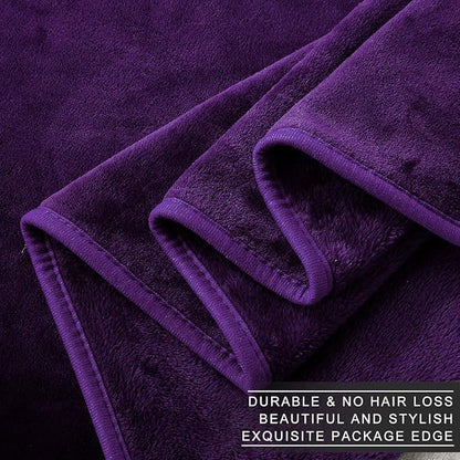 Polar Fleece Blankets King Size for The Bed Extra Soft Brush Fabric Super Warm Sofa Blanket 90" x 108"(Purple King)