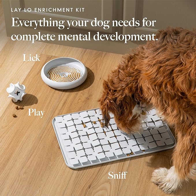 LAY LO Treat Dispensing Dog Toy – Natural Rubber Topple Toy for Chewing, Enrichment & Mental Stimulation | Dog Treat Dispenser Puzzle | Dishwasher Safe | Includes Live Trainer Support-Mewly Pet