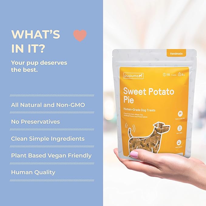 Sweet Potato Dog Treats Organic Ingredients Grain Free Non-GMO Highly Digestible Dog Biscuits Made in USA (8oz)-Mewly Pet