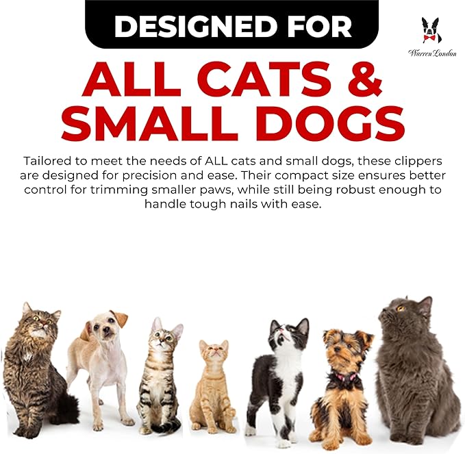 Warren London Cat Nail Clipper | Kittens Small Dogs | Stainless Steel Blade | Nail Safety Guard | Precision Grooming Tool-Mewly Pet