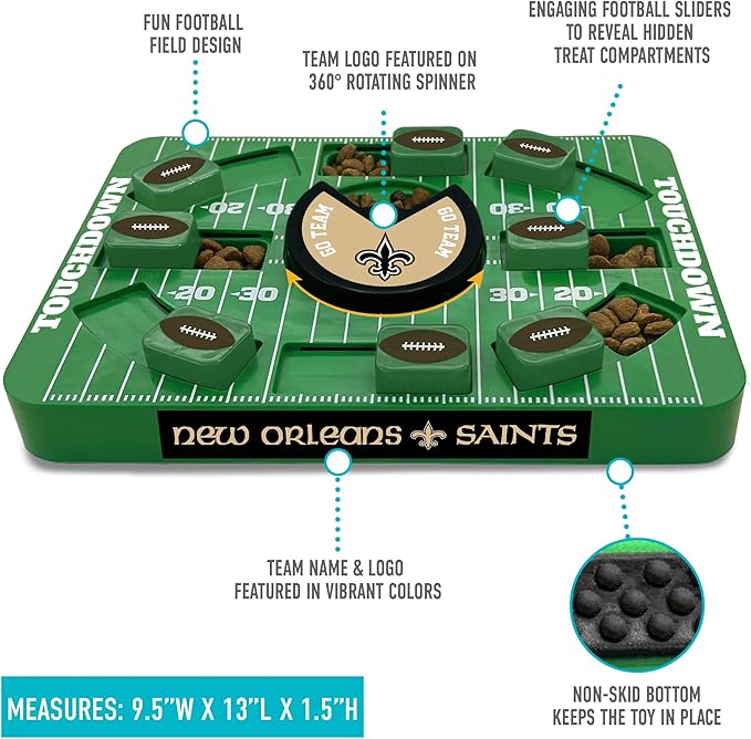 Pets First NFL New Orleans Saints Large Puzzle Toy - Interactive Dog Slow Feeding Treat Toy, Large Size-Mewly Pet