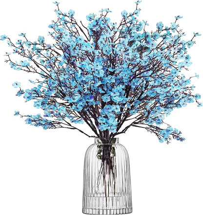 Uieke 6 Pcs Artificial Baby Breath Flowers Fake Gypsophila Bouquets Faux Silk Flower Real Touch Flowers for Wedding Farmhouse Decor DIY Home Party Office Kitchen Hotel Bathroom Garden Blue