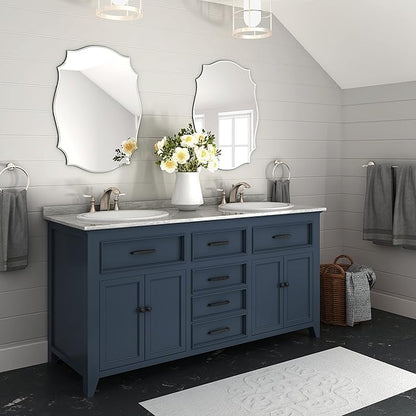 KOHROS Scalloped Bathroom Mirrors for Over Sink 18" x 24" Silver Frameless Beveled Edge Wall Mirror for Bathroom Vanity Entryway
