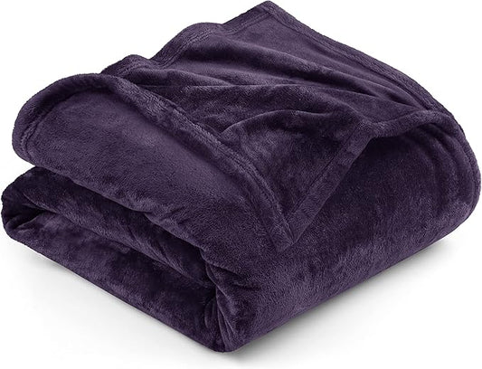 Utopia Bedding Fleece Blanket Queen Size Purple 300GSM Luxury Anti-Static Fuzzy Soft Microfiber Bed Blanket (90x90 Inch)