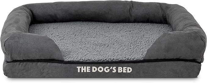 The Dog’s Bed, Small Plush Grey, Memory Foam, Pain Relief: Arthritis, Hip & Elbow Dysplasia, Post Surgery, Lameness, Supportive, Calming, Waterproof Washable Cover, Veterinary Approved-Mewly Pet