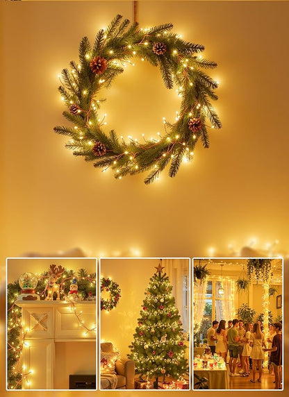 Brightown Fairy Lights Battery Operated, 10Ft 120 LED Firecracker String Lights, Waterproof Silver Wire Starry Firefly Light for DIY Wreath Weeding Indoor Outdoor Christmas Decorations