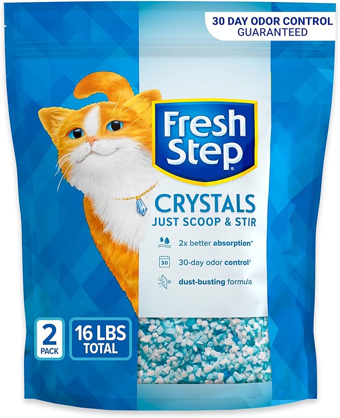 Fresh Step Crystals, Premium Cat Litter, Scented, 8 Pounds, Pack of 2 (Package May Vary)-Mewly Pet