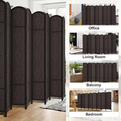 Rose Home Fashion 6 ft Tall Room Divider, Room Dividers and Folding Privacy Screens, 15.7in Privacy Screen 8 Panel Partition Temporary Wall Separation for Private, Dark Coffee