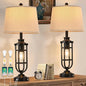 28" Table Lamps for Living Room Set of 2, Farmhouse Lamps for Night Stands with USB A+C, Bedside Lamps for Bedroom End Tables, Bulbs Included, Black