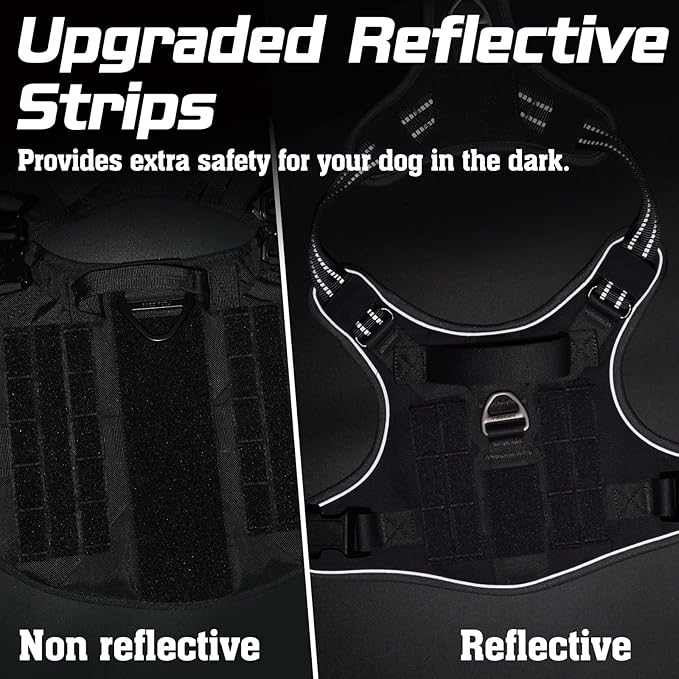 rabbitgoo Tactical Dog Harness for Small Dogs, No Pull Military Service Vest with Handle & Molle, Easy Control for Training Walking, Adjustable Reflective Straps, Dark Grey, S-Mewly Pet