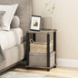 Furinno Simplistic Night Stand, 2-Tier Small Nightstand with Open Shelf, Toolless Assembly Bedside Table, End Table, Side Table, for Bedroom, Living Room, French Oak