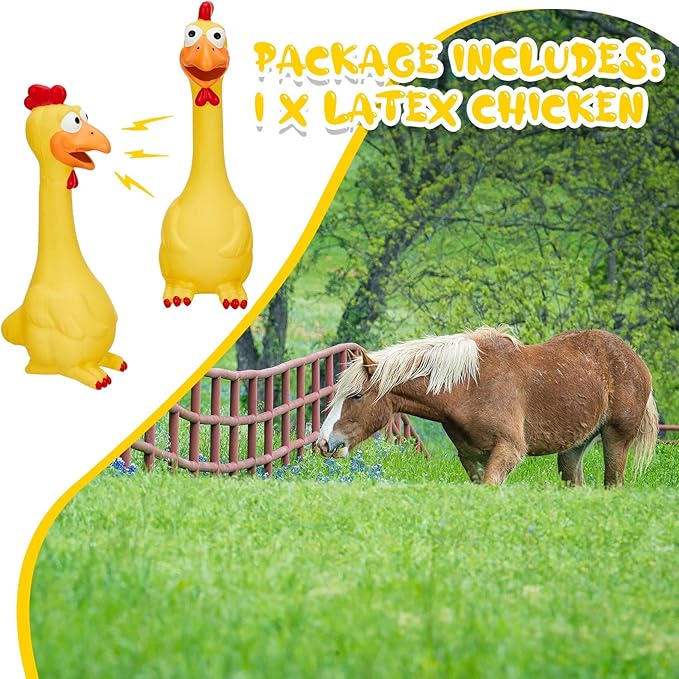 Hungdao 1 Pcs Horse Toys Latex Squeaky Squeeze Chicken Squeak Turkey Balls for Play Fake Screaming Chicken Toys for Horses Soccer Ball for Reduce Separation Anxiety Noise Maker (Yellow)-Mewly Pet