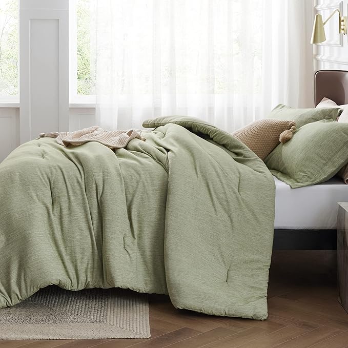 Bedsure California King Comforter Set - Olive Green, 3 Piece Bedding Set, 1 Comforter 104"x96" and 2 Pillow Shams 20"x36"+2"