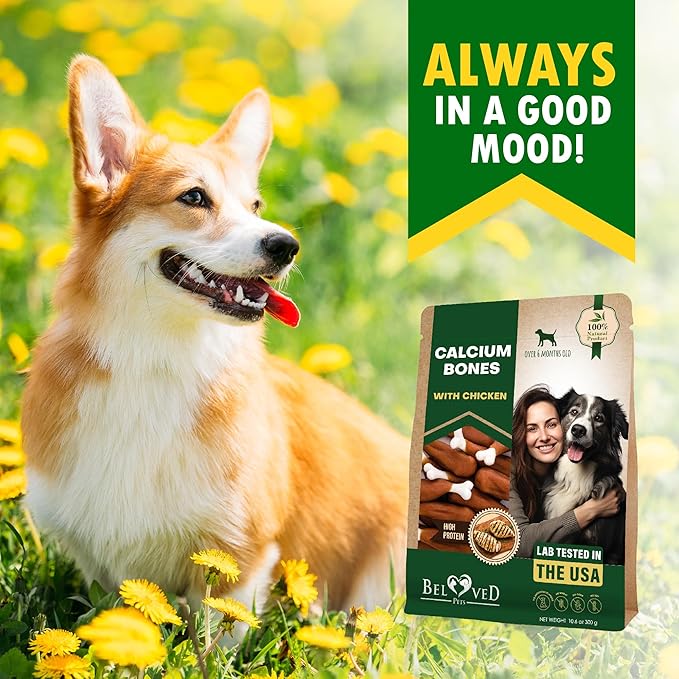 Beloved Pets Dog Treats, Calcium Bones Wrapped Chicken & Rawhide Free Chew 11Oz - Pet Healthy Dried Snacks & Grain Free Meat - Bulk Best Chews for Christmas, Training Small & Large Dogs - Made for USA-Mewly Pet