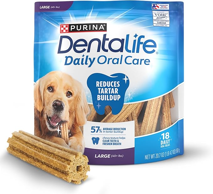 Purina DentaLife Made in USA Facilities Large Dog Dental Chews, Daily - 18 ct. Pouch-Mewly Pet