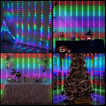 KPORE Smart Fairy Curtain Lights - 300 LED Color-Changing String for Indoor/Outdoor Decor - Christmas, Weddings, Parties & Room Backdrop