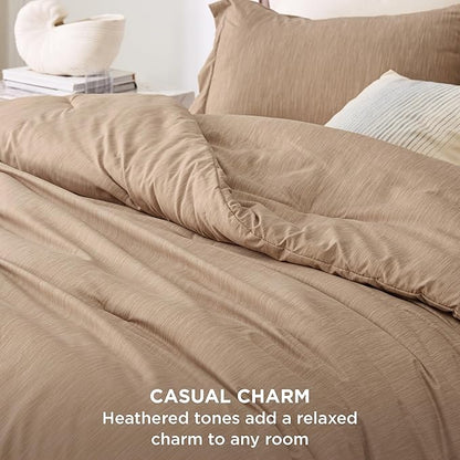 Bedsure King Size Comforter Set - Light Taupe Soft Bedding for All Seasons, Cationic Dyed Bed Set, 3 Pieces, 1 King Size Comforter (104"x90") and 2 Pillow Shams (20"x36"+2")