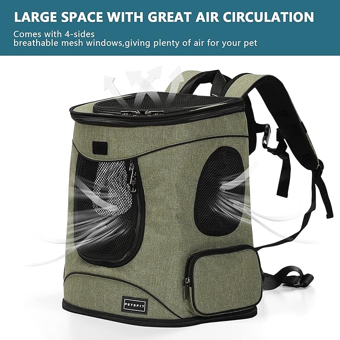 Petsfit Pet Backpack Carrier with Upgrade Waist Cushion Design to Better Fit The Waist, Suitable for Small and Medium Dogs Cats, and Rabbits up to 18 Pounds-Mewly Pet