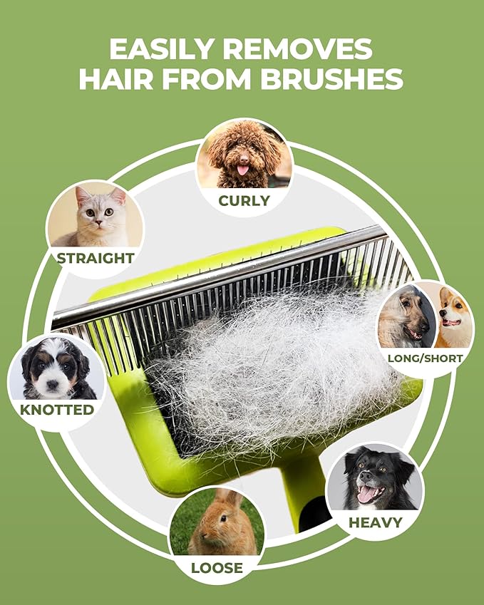 Dog Brush for Shedding Grooming,6 Pack Long-Pin Brush Set for Long Haired Dog Cat Goldendoodles Poodles Doodles Green-Mewly Pet