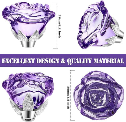 Youyole 10 Pcs Dresser Crystal Knobs 30mm Glass Pull for Cabinets and Drawers Knobs for Dresser Drawers and Kitchen(Rose Flower Style)
