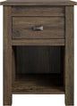 Ameriwood Home Farmington Country Style Nightstand with Barn Door Design, Concealed Drawer and Open Cubby, Textured Weathered Medium Brown Finish