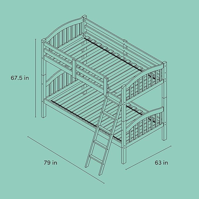Storkcraft Long Horn Twin-Over-Twin Bunk Bed (White) - GREENGUARD Gold Certified, Converts to 2 Individual Twin Beds