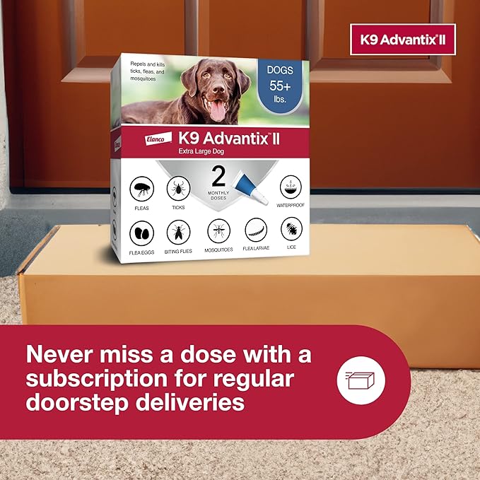 K9 Advantix II XL Dog Vet-Recommended Flea, Tick & Mosquito Treatment & Prevention | Dogs Over 55 lbs. | 2-Mo Supply-Mewly Pet