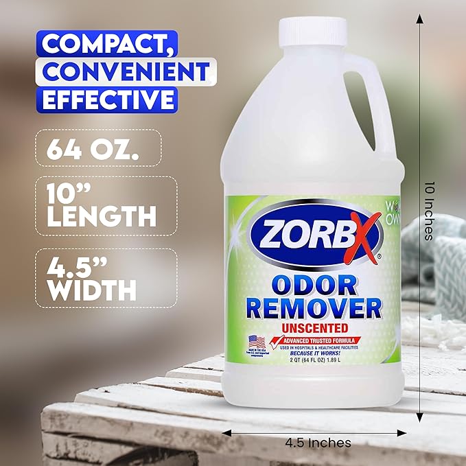 ZORBX Unscented Odor Eliminator for Strong Odor 64 oz - Used in Hospitals & Healthcare Facilities - Advanced Trusted Formula, Fast-Acting Odor Remover Spray for Dog, Cat, House & Carpet-Mewly Pet