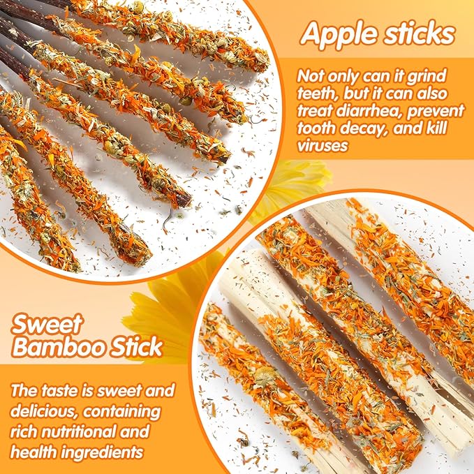 Apple Sticks for Rabbits, Natural Bunny Chew Toys Wood Treats Food for Small Animals,Hamsters, Chinchillas Squirrel Bunny Guinea Pigs Small Pet Apple Chew Sticks-Mewly Pet