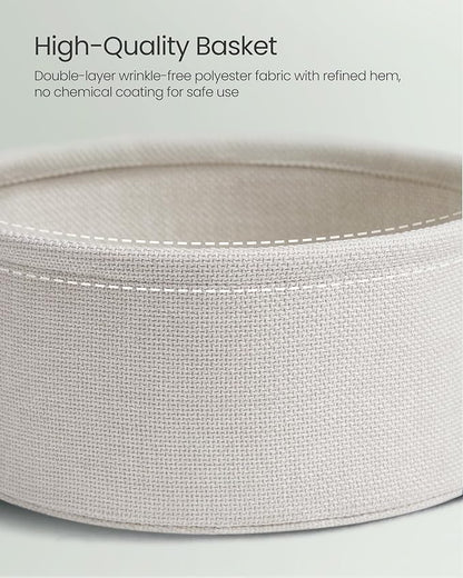VASAGLE LILEA Collection - Small Round Side End Table, Modern Nightstand with Fabric Basket, Laurel Green and Cream White ULET223C69