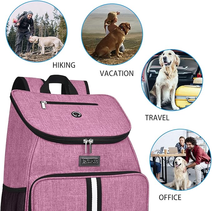 BAGLHER丨Dog Travel Bag, Airline Approved Pet Supplies Backpack, Dog Travel Backpack with 2 Silicone Collapsible Bowls and 2 Food Baskets-Mewly Pet