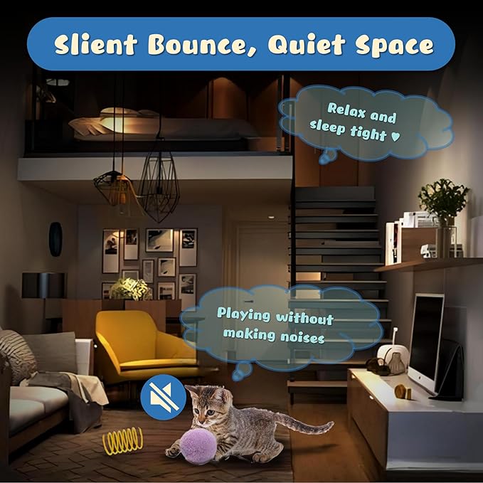 30 Pcs Premium Silent Cat Pom Pom Balls, Interactive Lightweight Assorted Colors Fuzzy Toy Balls (1.2 inches), with 4 Pcs Cat Spring Toy for Indoor Kitten Playing Exercising-Mewly Pet